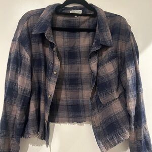 Plaid button up crop top